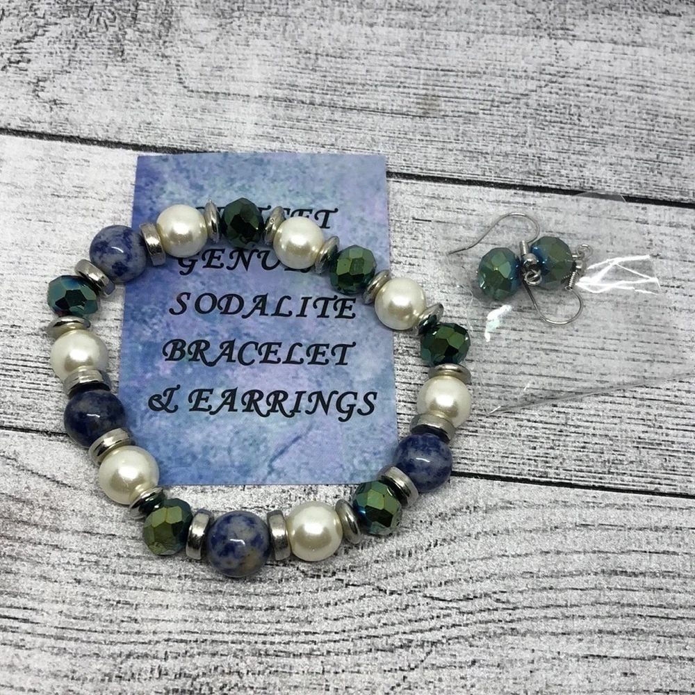 Handcrafted artisan jewelry gift set bracelet and earrings boho free spirit.